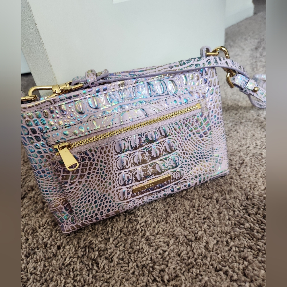 Brahmin Violet Wonderland Crocodile Embossed Crossbody Bag - Picture 9 of 12